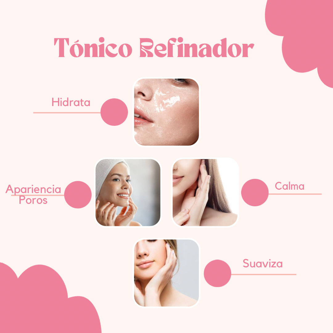 Tónico Facial Refinador de Poros Extracto de Rosas