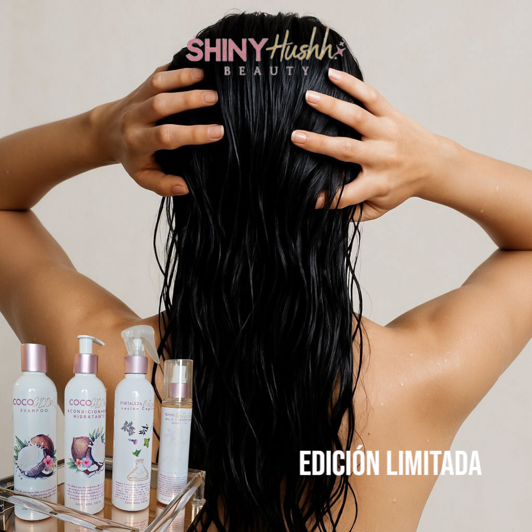 SET CAPILAR SHINY HUSHH – 4 PASOS DE BELLEZA NATURAL (EDICIÓN LIMITADA)